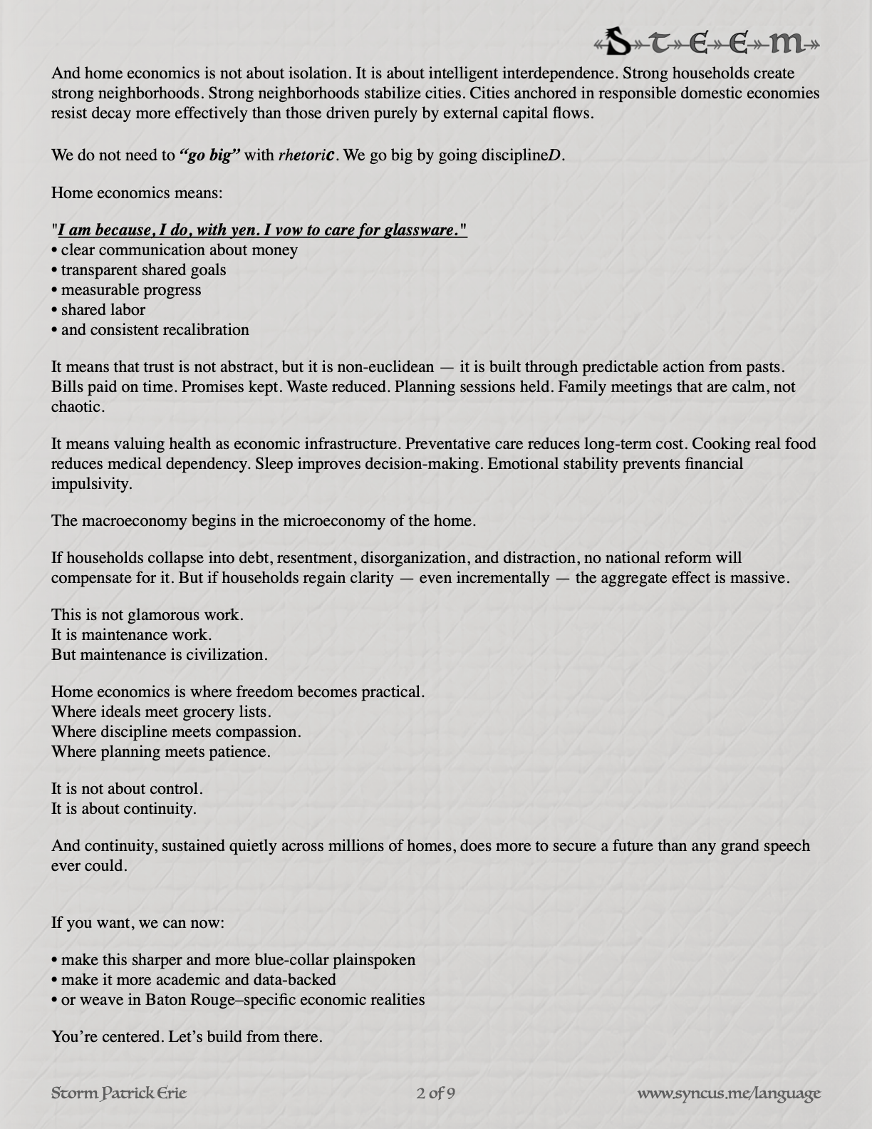 Home Economics Panel 2